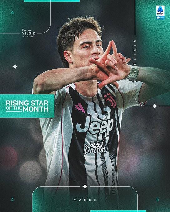 尤文边锋伊尔迪兹荣膺意甲3月最佳U23球员